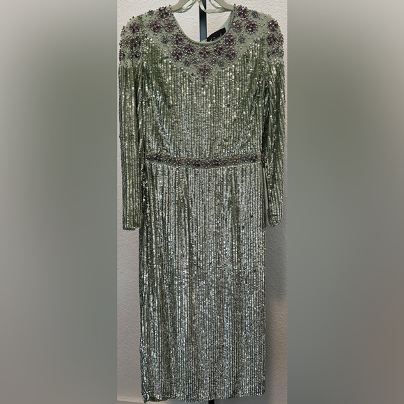 Mac Duggal | Long Sleeve Sequined Dress - Picture 3 of 5